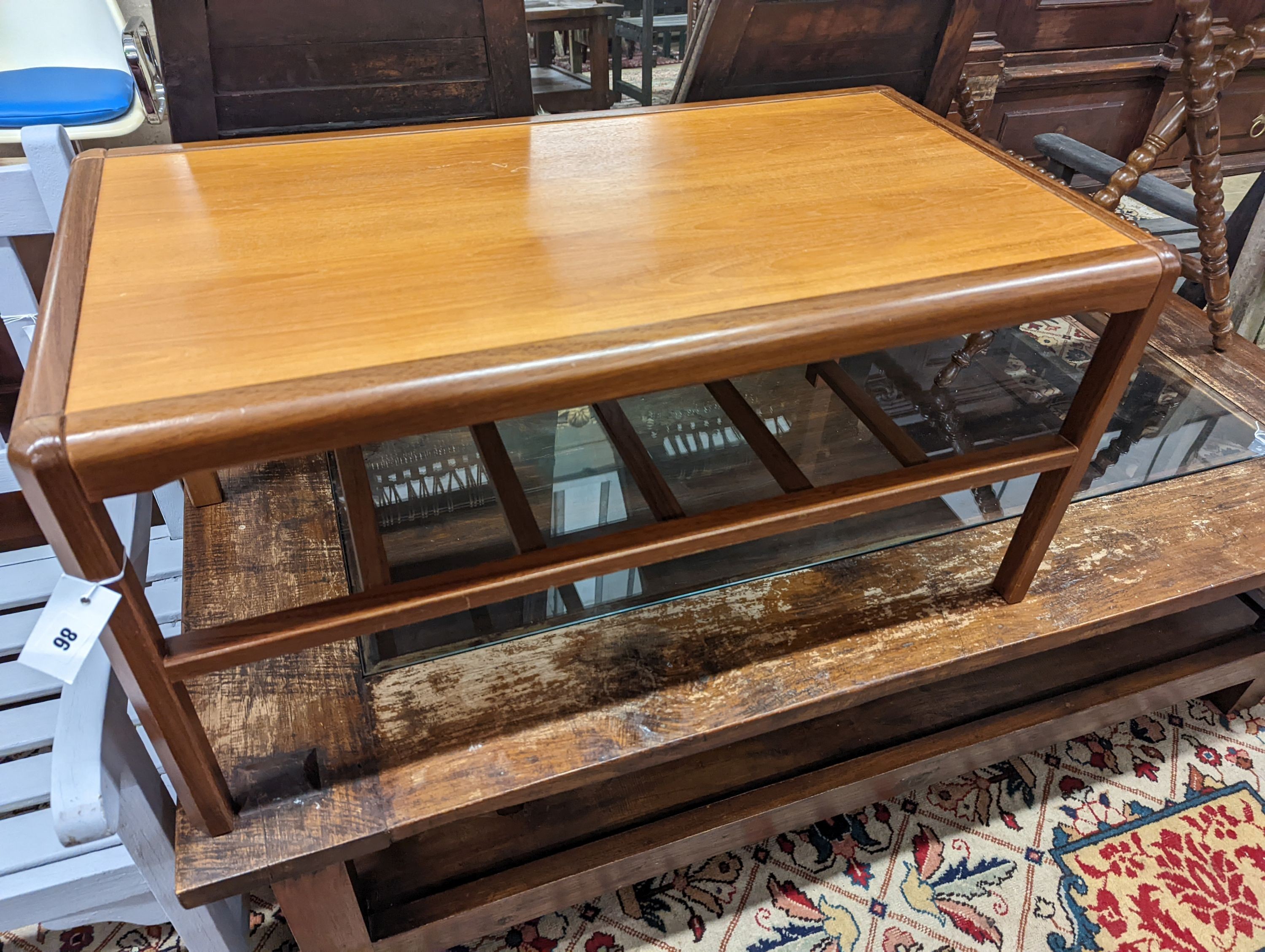 A rectangular Danish teak low table, length 87cm, depth 47cm, height 42cm